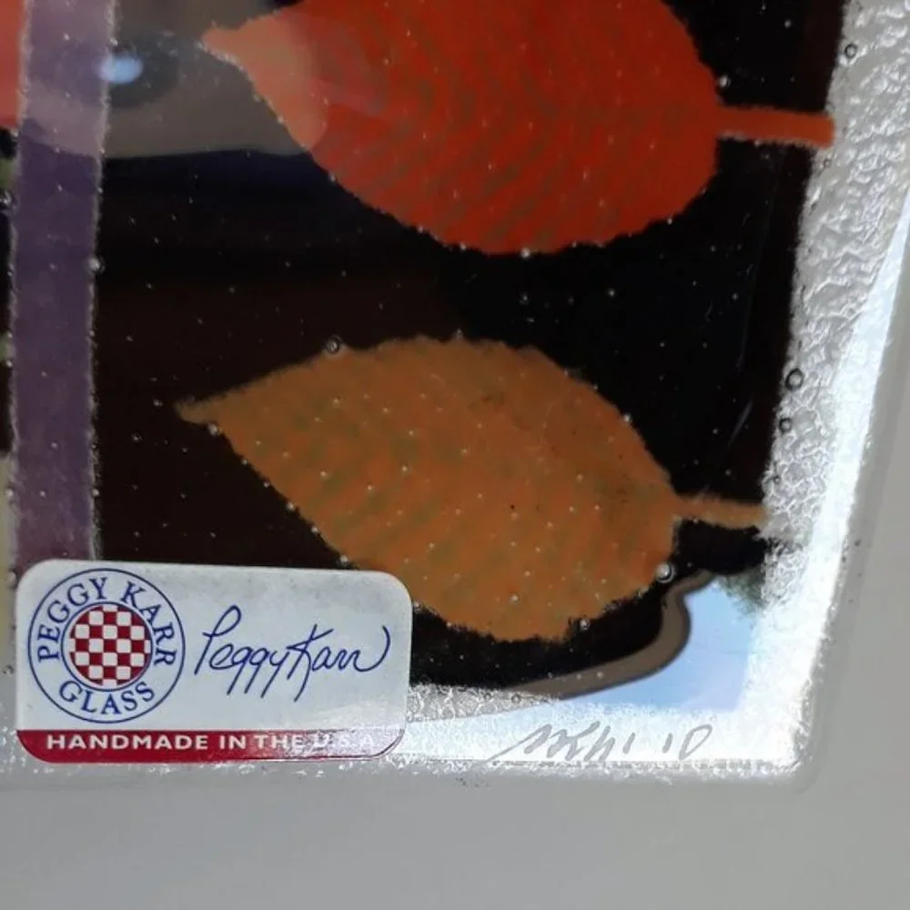 Peggy Karr autumn leaves rectangular glass tray